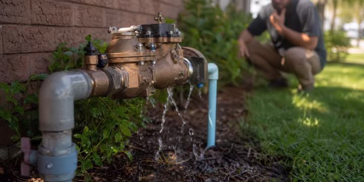 backflow preventer sprinkler system leaking
