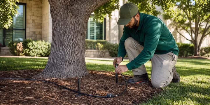 coordinating irrigation schedules with tree health and deep root feeding